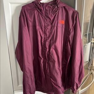 The North Face Burgundy Spring Jacket with Hood and Zipper
